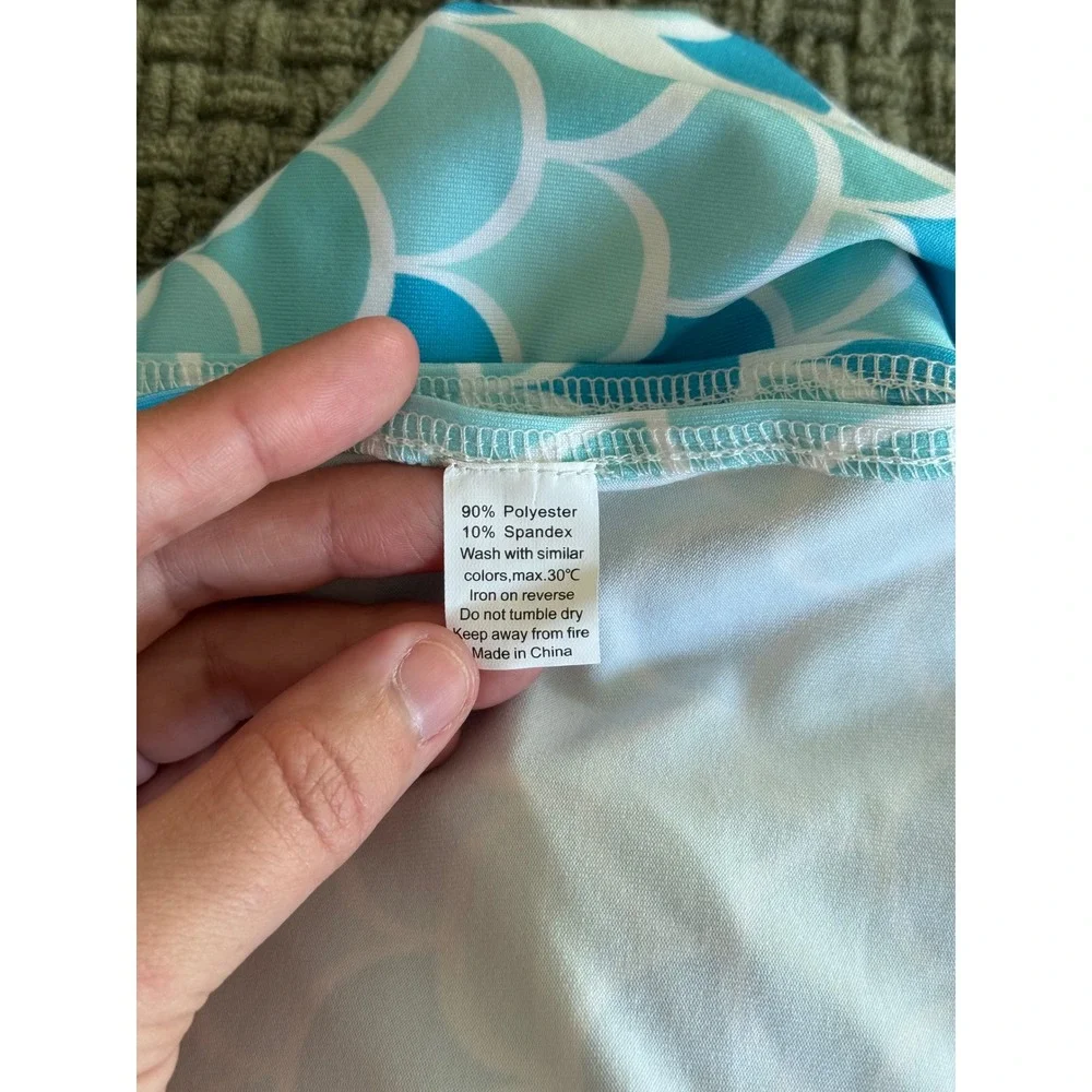 Salt n Rays Mermaid Scale Beach Towel Sarong Wrap Blue Teal Pink Scalloped Print
